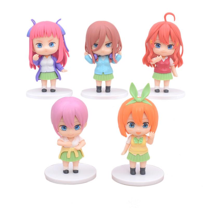 5pcs/Set Q Version Japanese Anime The Quintessential Quintuplets Action Figure PVC Material Model Dolls Toy Collect Ornaments Do