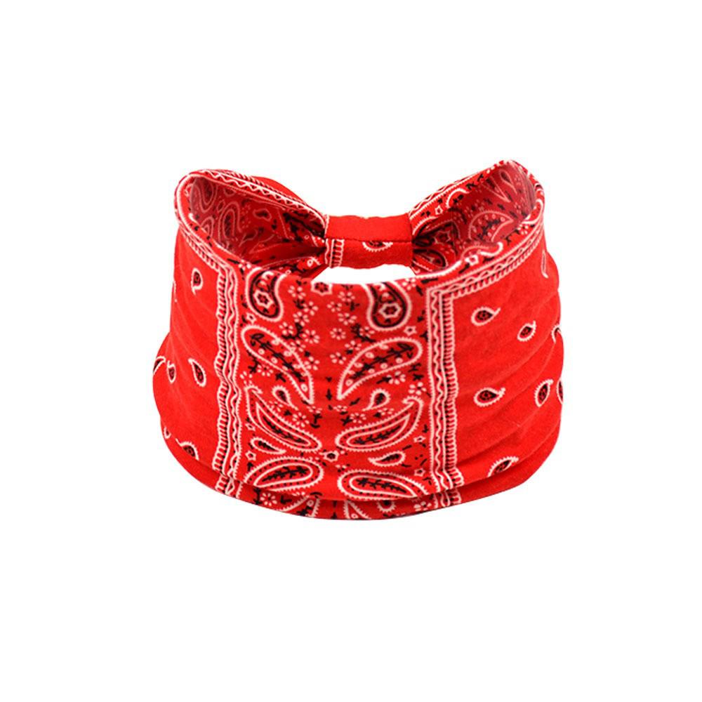 Women's Paisley Sport Yoga Headband - Sweat-Absorbing, Elastic Cotton, Bohemian Style