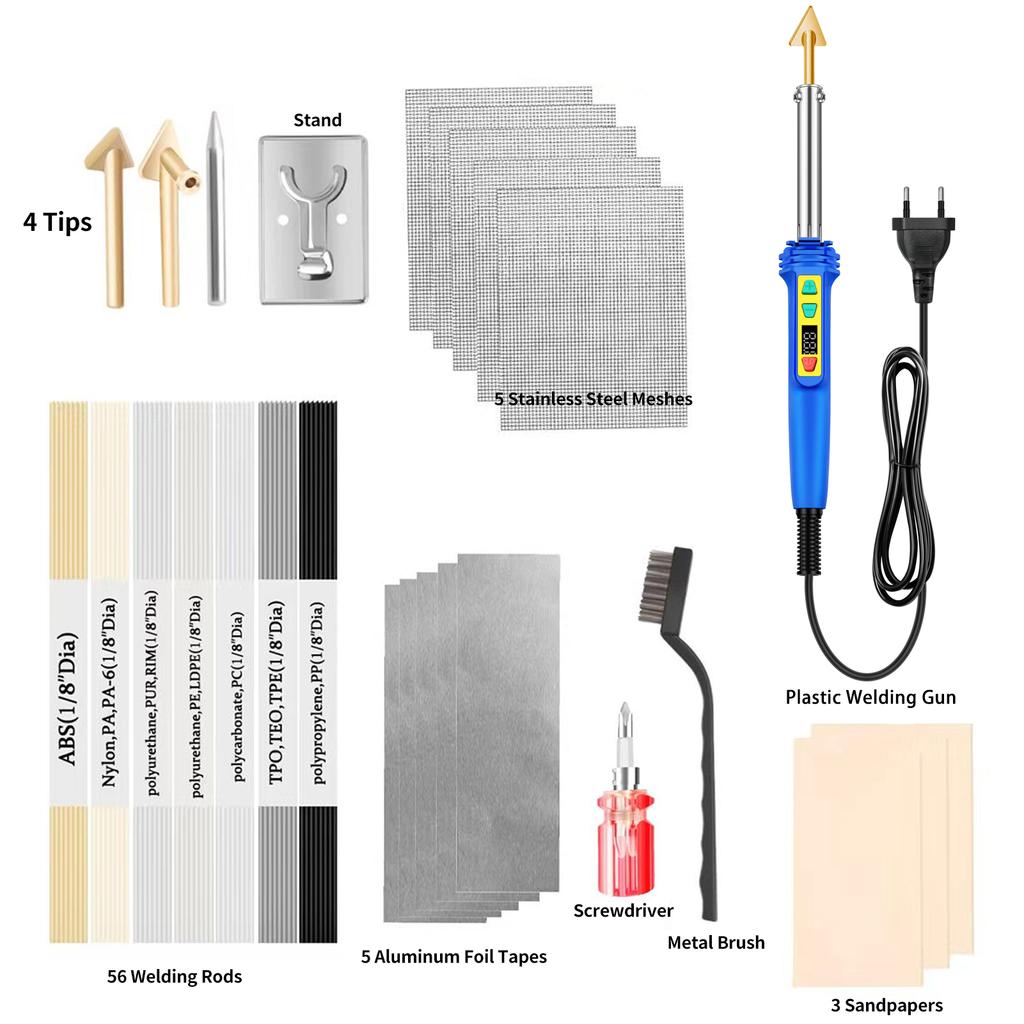 Plastic Welding Kit, 100W LED Digital Adjustable Temperature Plastic Repair Kit for Car Bumper