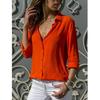 BITCED Women's Fashion Casual Solid Color Print Long Sleeve POLO Neck Blouses & Shirts