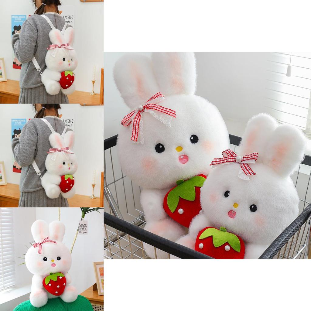 Adorable Strawberry Rabbit Plush Doll Soft Cute Bunny For Girls Birthday Gift Decorative Toy