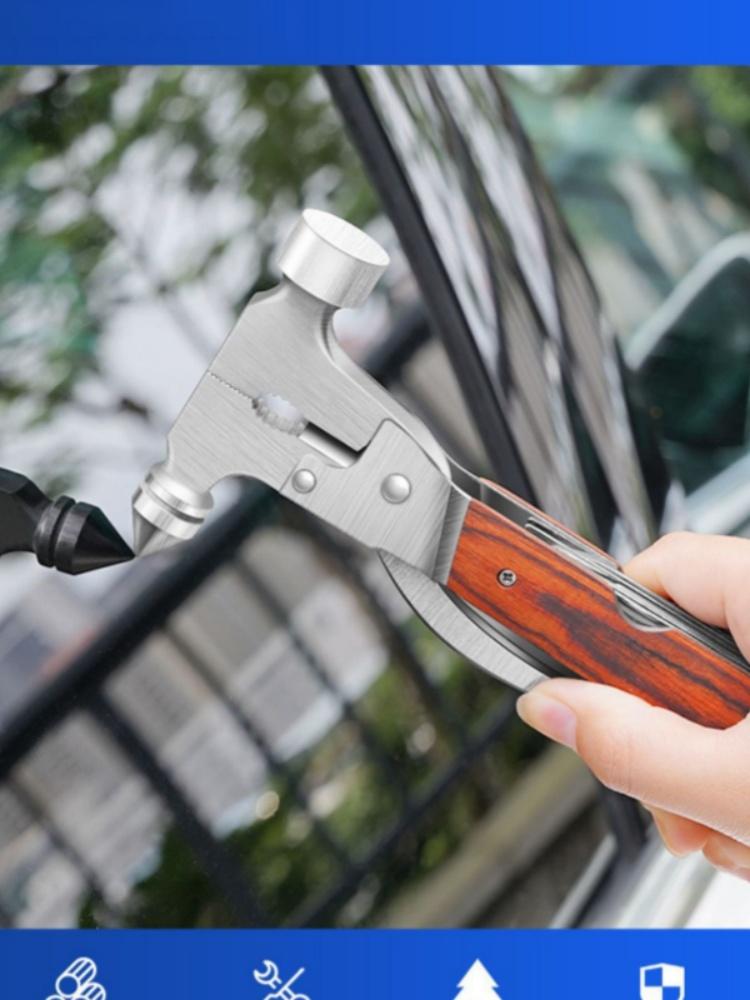 

Многофункциональный конический молоток безопасности для крепления в автомобиле, инструмент для эвакуации из автомобиля, топор-молоток, мини-молоток безопасности для разбивания окон и спасения жизни коричневый