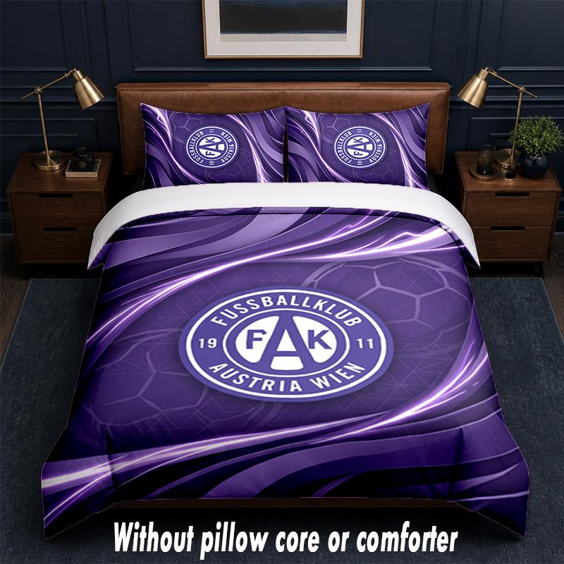 Austria Wien FC Design Bed Bedding Set 1 Duvet Cover + 2 Pillowcases Soft Breathable Household Bed Linens