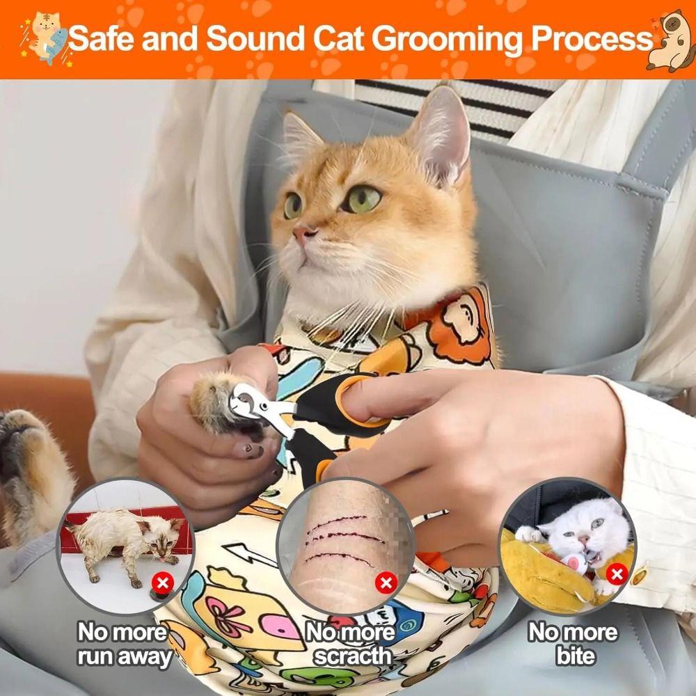Anti-Scratch Cat Grooming Wrap Anti-Escape Folding Cosmetic Bag Cat Restraint Wrap  Nail Clipping