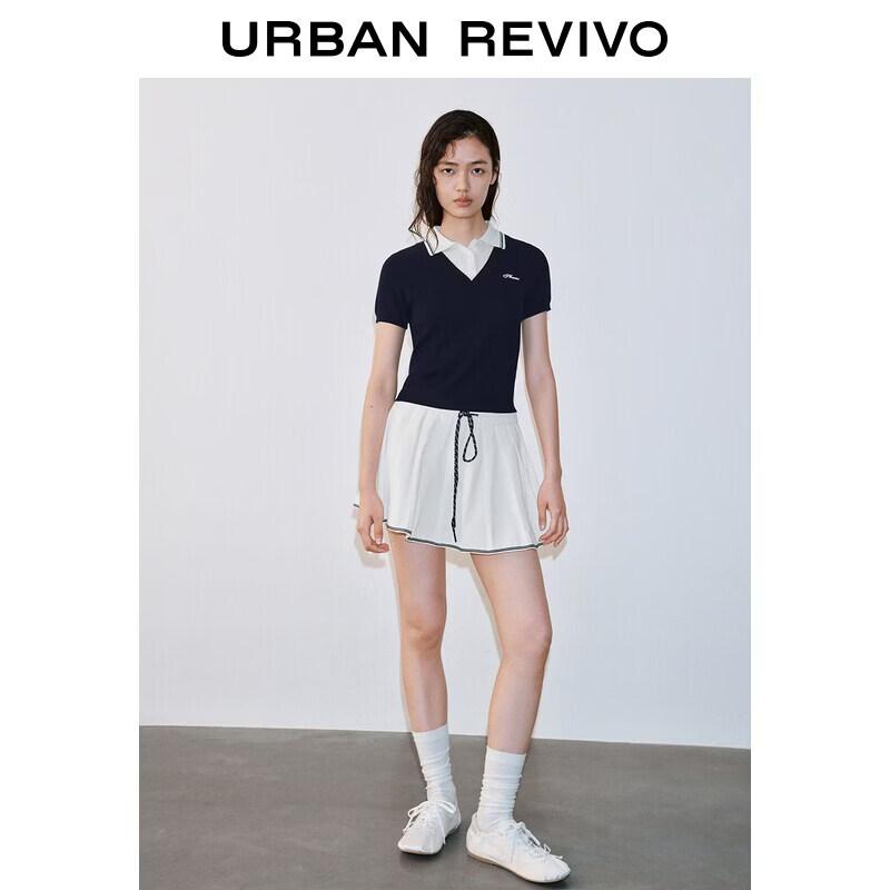 Women s Embroidered Color-Block Faux Two-Piece Knit Top XS