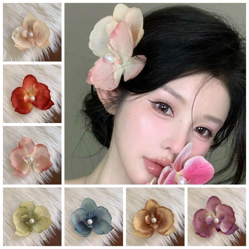 Cloth Butterfly Flower Hair Clip Butterfly Orchid Girl Hair Clip Orchid Flower Hairpin  Party