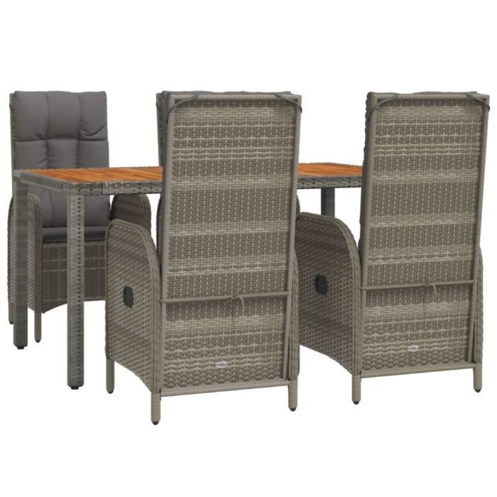 VidaXL Ensemble de salle à manger de jardin 5 pcs avec coussins Gris 3185040