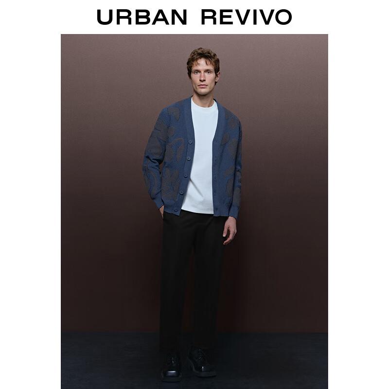 UR Men's Retro V-Neck Color-block Knit Cardigan UMF940002