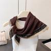Mary Herringbone cashew silk scarf, color-blocking square scarf, literary vintage small scarf, decorative scarf, breathable scarf