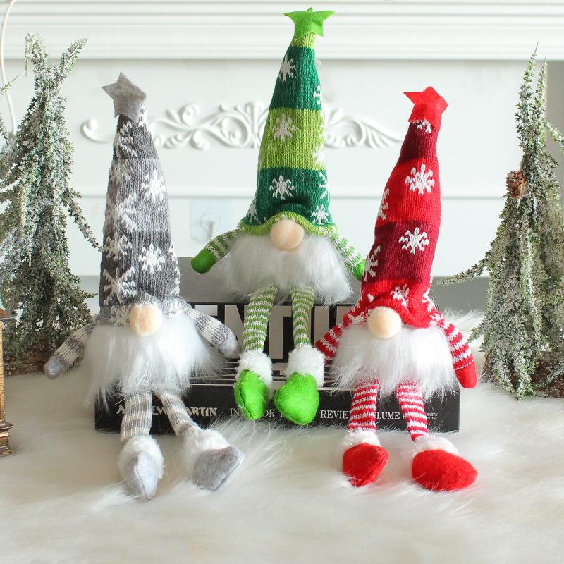 Christmas Scene Dress Up Props Luminous Seated With Lights Knitted Forest Man Doll Ornament