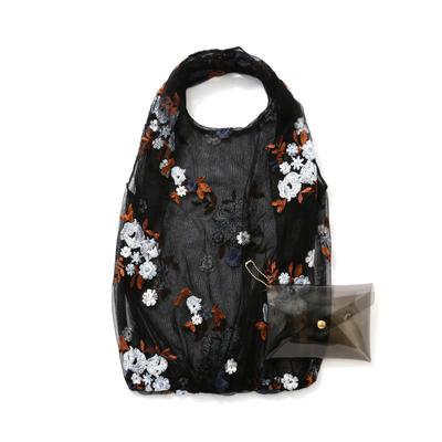 Francfranc Tulle Bag Blue X Black Foldable Eco Bag My Bag Sub Bag with Storage Pouch