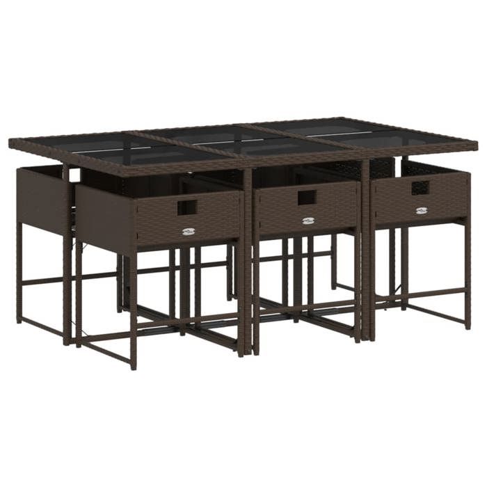 VidaXL Ensemble à manger de jardin et coussins 7 pcs marron rotin 3278036