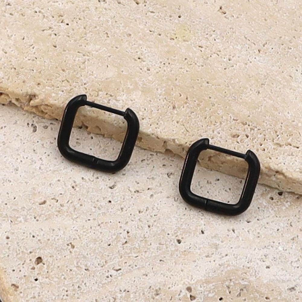 Personality Trend Geometric Earrings Titanium Steel Square Round Wire Ear Buckle Ear Jewelry Premium Niche