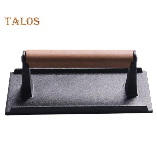 Fleischpresse, Burgerpresse, rechteckig, rund, robust, Guss-Speckpresse, Steak-Preee-Antihaftpfanne mit Holzgriff