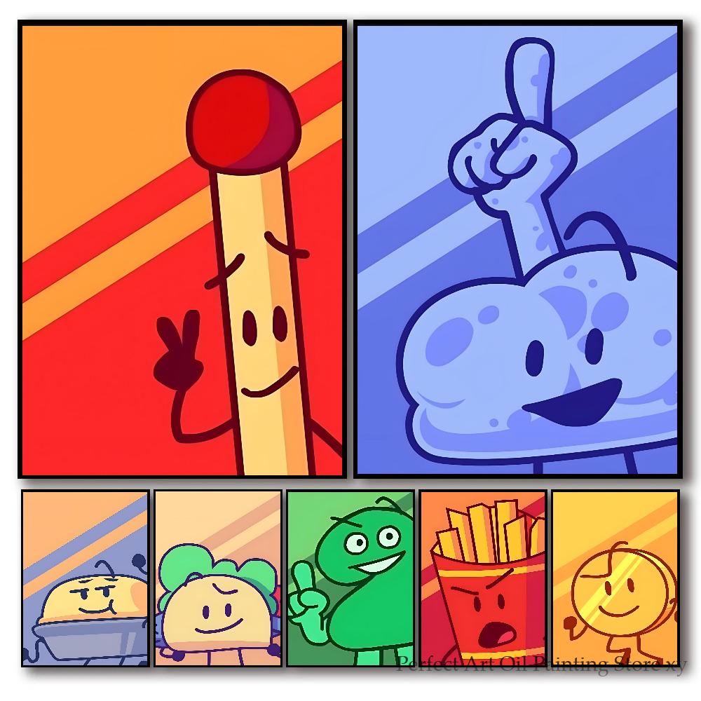 1pc Popular Interesting Cartoon Bfdi Battle For Dream Island Poster HD Poster Home Room Bar Cafe Decor Art Wall Painting Picture