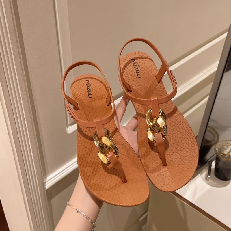 Fashion Women's Sandals Fashion Outdoor Casual Sandals Metal Buckle Design Sandal Non Slip Flat Sandals for Women Summer Roman Sandalias