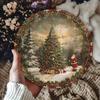 Retro Christmas Tin Sign Santa Claus Snow Scene Metal Wall Art 20x20cm