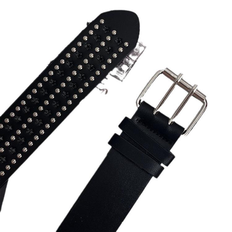 Personalized Belt Female Punk Girl Star Rivet Wide Belt Double Breasted Waist Seal Spice Girl Belt N