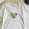 High-Quality European 3D Heart Letter Embroidered Round Neck T-Shirt