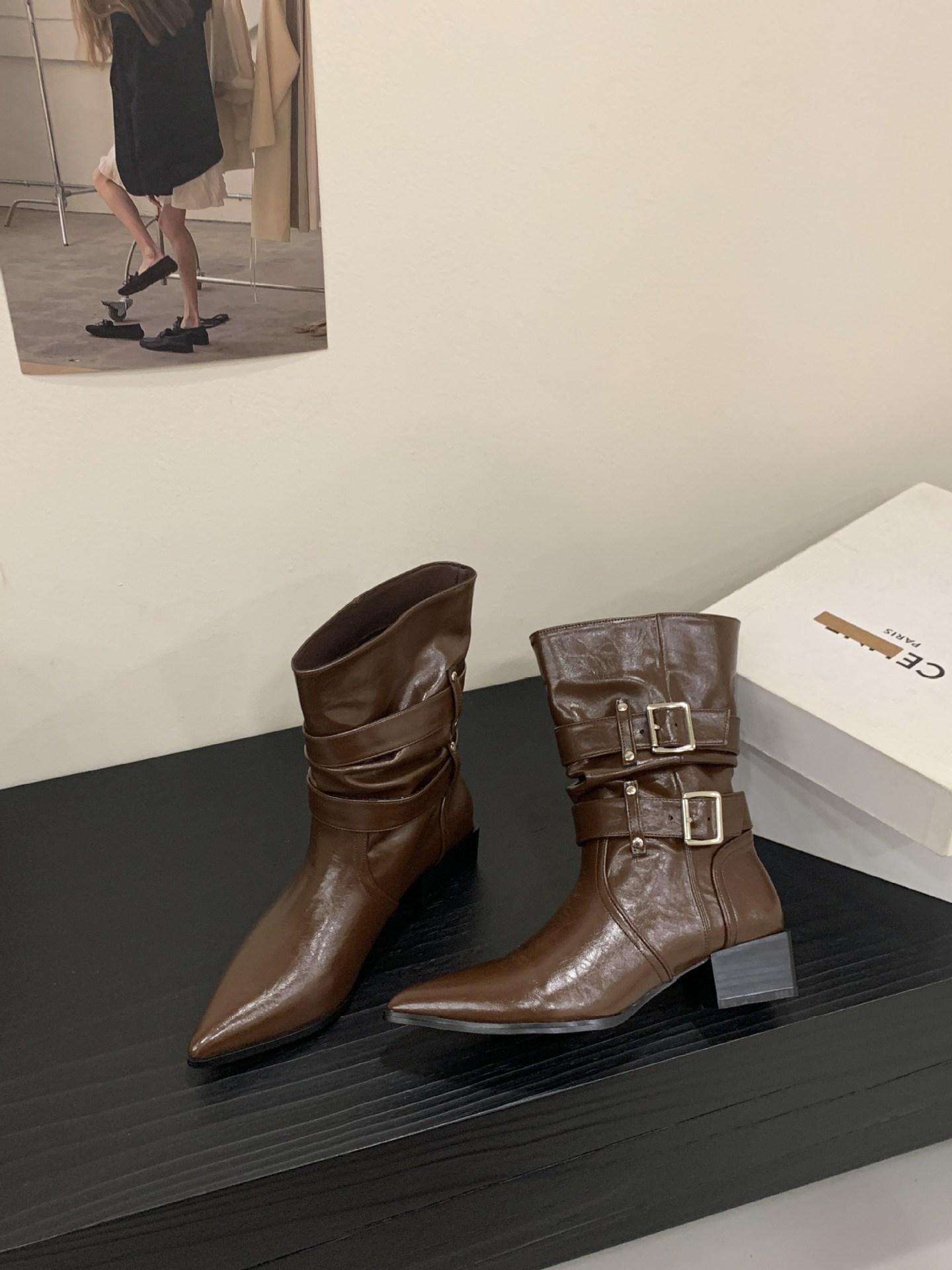 

2025 осень и зима новые ретро плиссированные ботильоны-чулки с модифицированной формой ноги 39