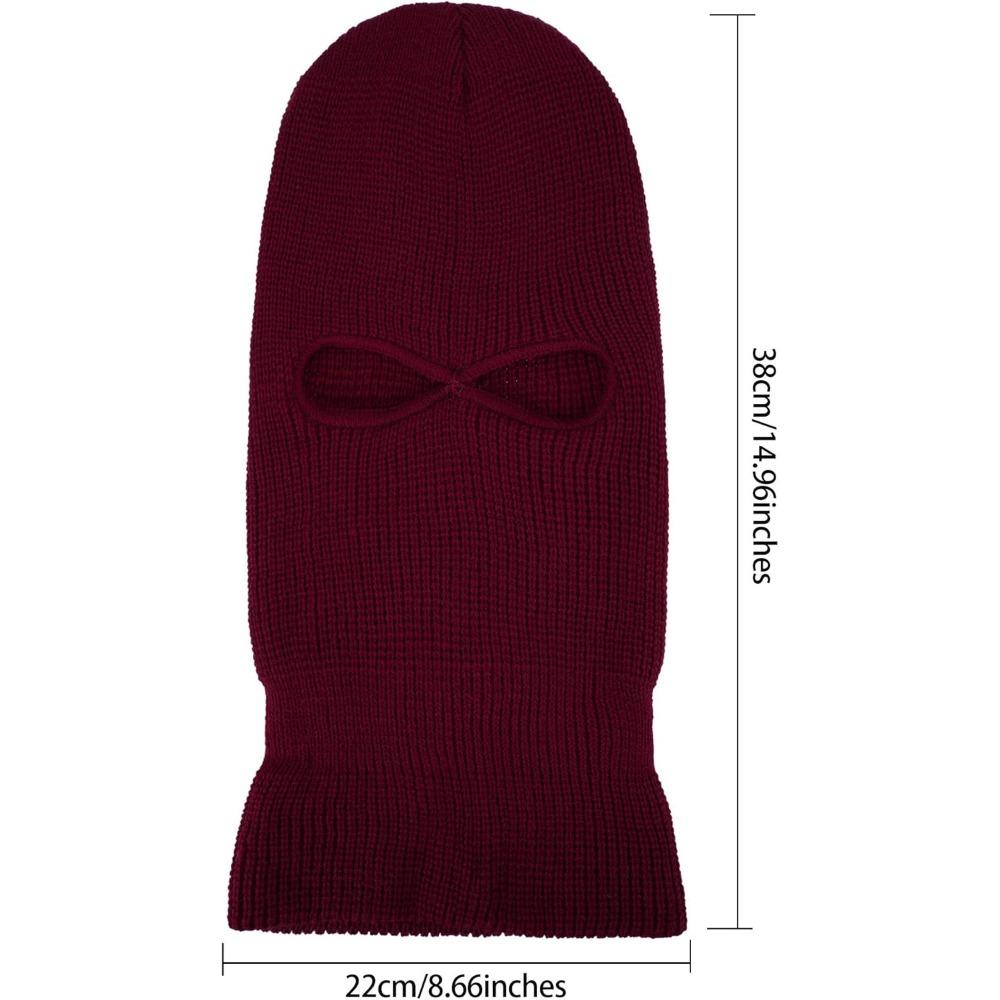 3-Hole Knitted Full Face Cover Ski Mask, Adult Winter Balaclava Warm Knit Full Face Mask for Outdoor Sports