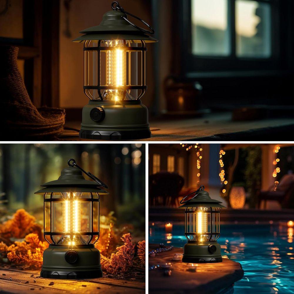 Portable LED Camping Lanterns,1500LM Step-lDimming, Lightweight Retro Battery Powered USB Rechargeable Tent Lights,Survival Kits