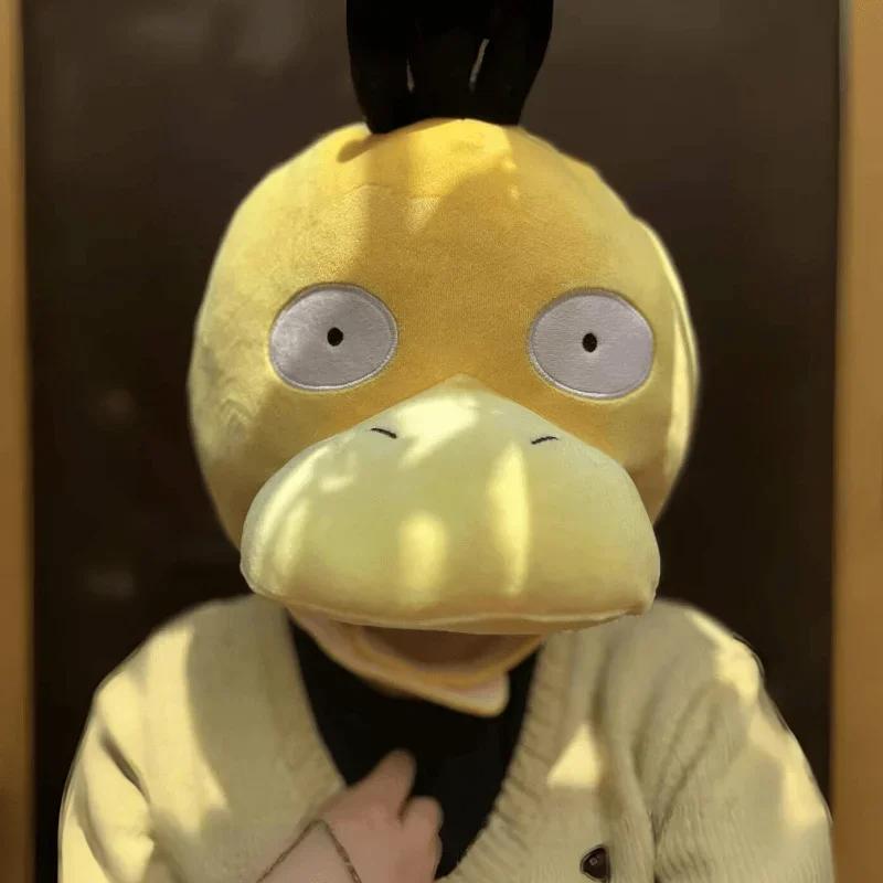 2024 Hot  Psyduck Headgear Hat Anime Plush Toy Daze Yellow Duck Stuffed Dolls Pillow Photo Props Halloween Birthday Gifts