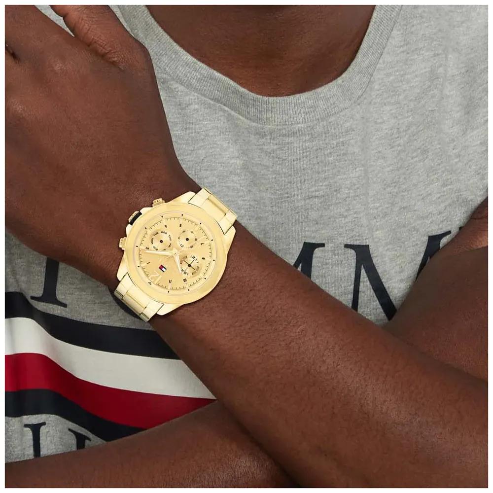 Tommy Hilfiger Men's Multifunction Watch Gold Dial Gold Strap 1792060