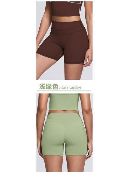 Women's High-Waist Yoga Fitness Shorts - Peach Hip, High-Elastic, Tight Athletic Wear