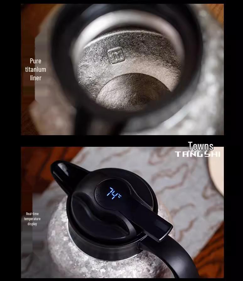 Tangsi Pure Titanium Stewing Teapot 2026 - Portable Insulated White Tea Kettle with Water Separation