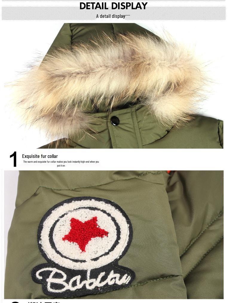 Jachetă de lungime medie pentru băieți 2023 - Groasă, Călduroasă cu Puf pentru Toamnă și Iarnă