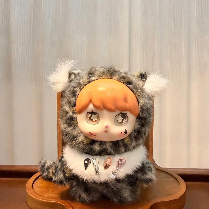 Cute Plush Leopard Print Doll Keychain Vinyl Animal Figure Backpack Decoration for Teens Women