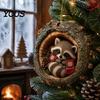 Decorative Animal Ornament Tree Hole Acrylic Ornament, Owl Fox Raccoon Bird Hedgedog Christmas Ornaments Squirrel Pinecone Pendant, Seasonal