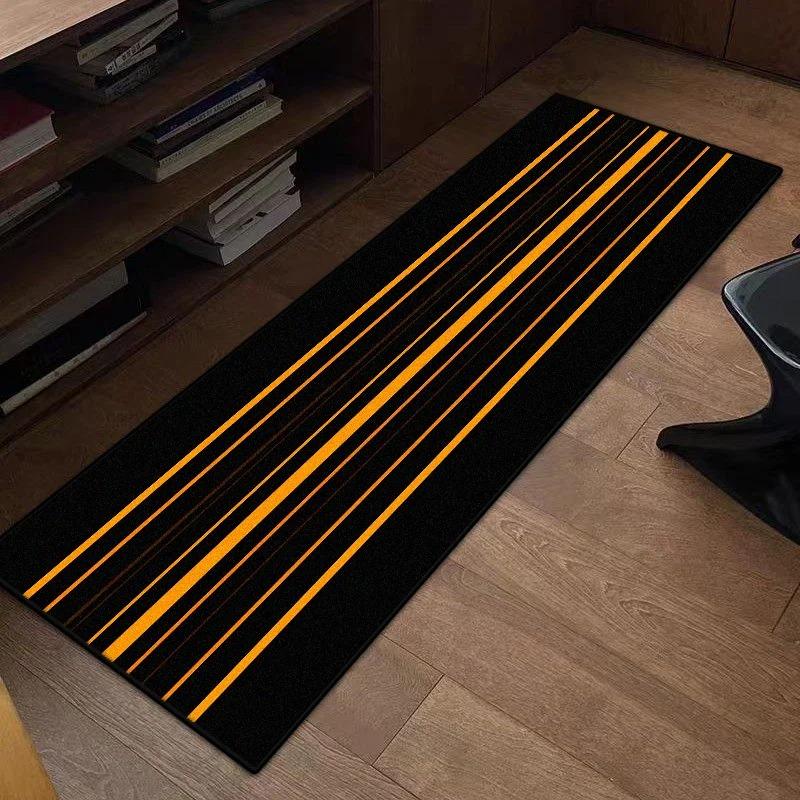 Race Track Print Runner Rug Anti-slip Garage Floor Mat Black Orange Sport Style Long Carpet for Motorcycle Lovers Home Decor
