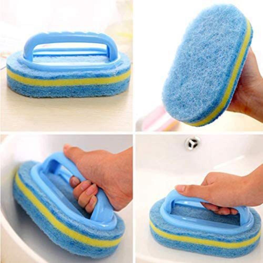 With handle Plastic cleaning brush Sponge brush Kitchen bathroom Tile removal Strong stain Bath brush Cleaning brush