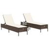 VidaXL Ensemble de chaises longues et coussins 3 pcs marron poly rotin, transat, lit de repos de jardin, meuble d'extérieur, 3284264