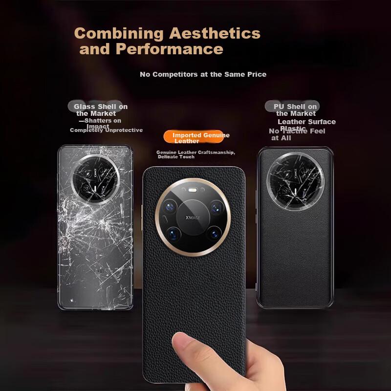 Gilded Genuine Leather with Lens FilmHuawei Mate70 Pro Phone Case Mate70 Pro+ Matte Leather Electroplated Lens Full Coverage Ultra-Thin Shockproof