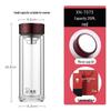 Portable Double-Layer Glass Water Bottle with Mirror Lid