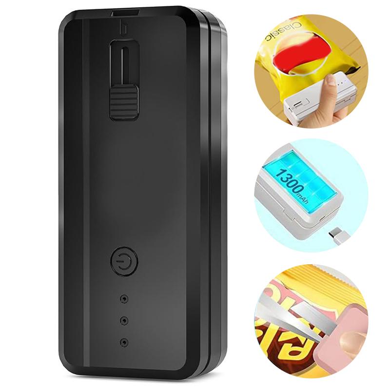 

Мини-запайщик и резак для пакетов, перезаряжаемый 1300 мАч запайщик пакетов с чипсами, термозапайка, 3 режима нагрева, расширенная нагревательная полоса чёрный