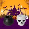 2Pcs/Lot  Black+White Plastic Candy Jar Skull Witch Cauldron Candy Kettle Halloween Party Hanging Pro