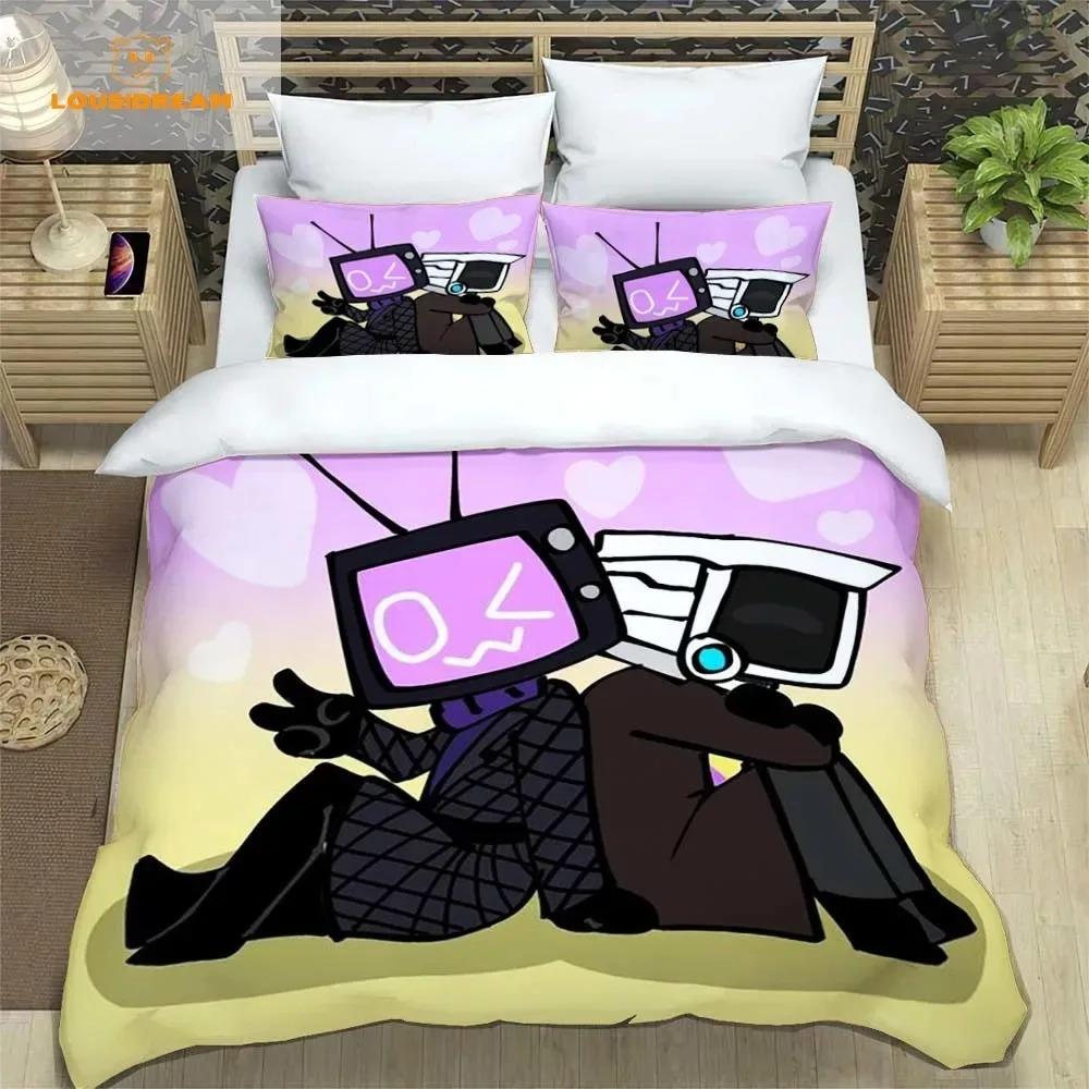 Skibidi Toilet Funny Kprl Speaker Cartoon Duvet Case Pillowcase Bedding Set Twin Full King for Boys Adults Bedroom