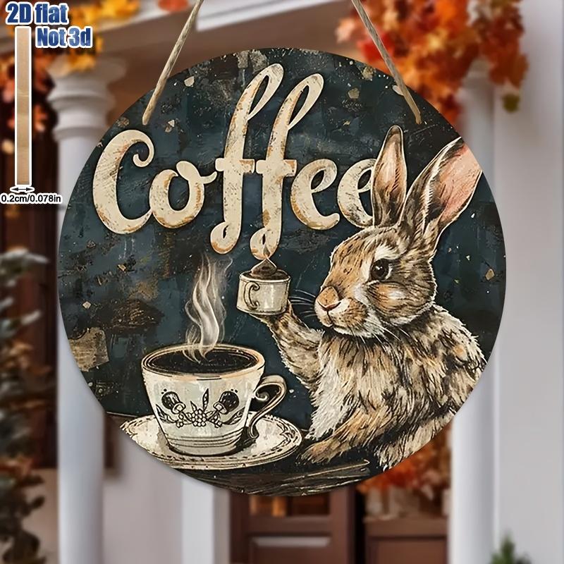 2D Flat Rabbit Break Wooden Wall Decor - Vintage Wooden Sign Wall Art, Nurseries,Restaurant Shop Wall Decor,Wooden Decor for Bedroom