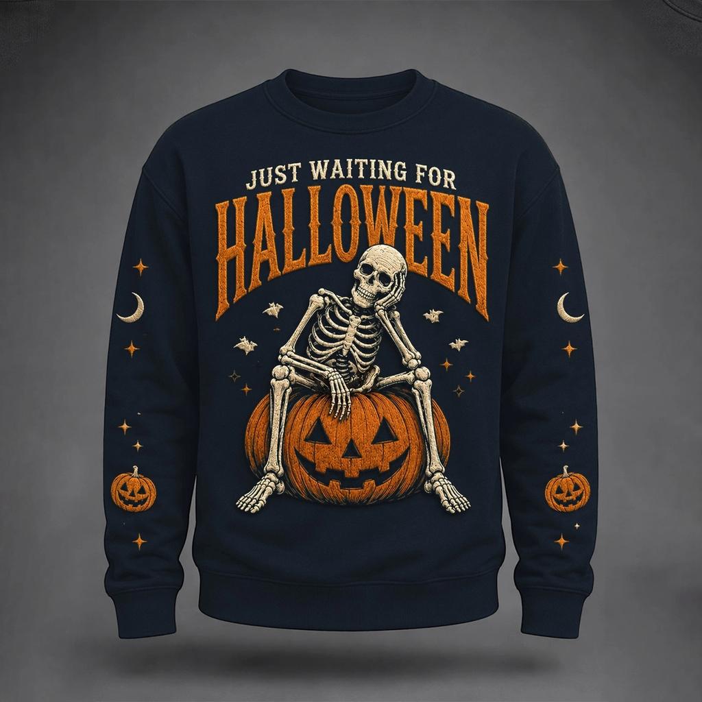 Men's Halloween Print Neck Pullover for Casual Daily Wear