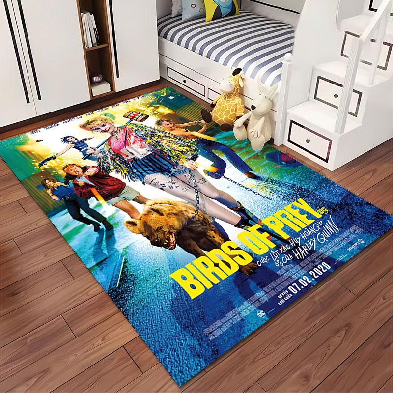 Harley Quinn Birds of Prey Carpet suitable as a non-slip mat for the living room or bedroom sofa