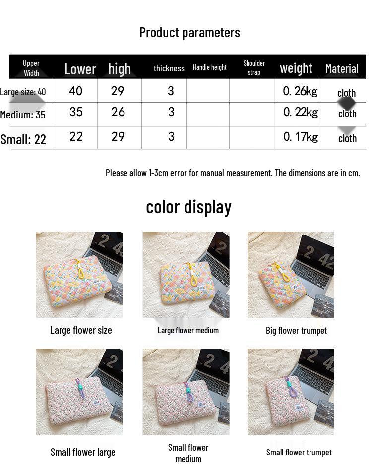 Chic Floral Laptop Sleeve for Women - Fits 11, 13, 15-inch Laptops & iPads