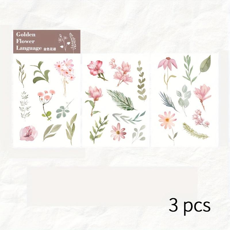 3 pcs/pack Plants flower leaves flat stickers DIY album Washi stickers Decorative Stick Labels Scrapbooking material