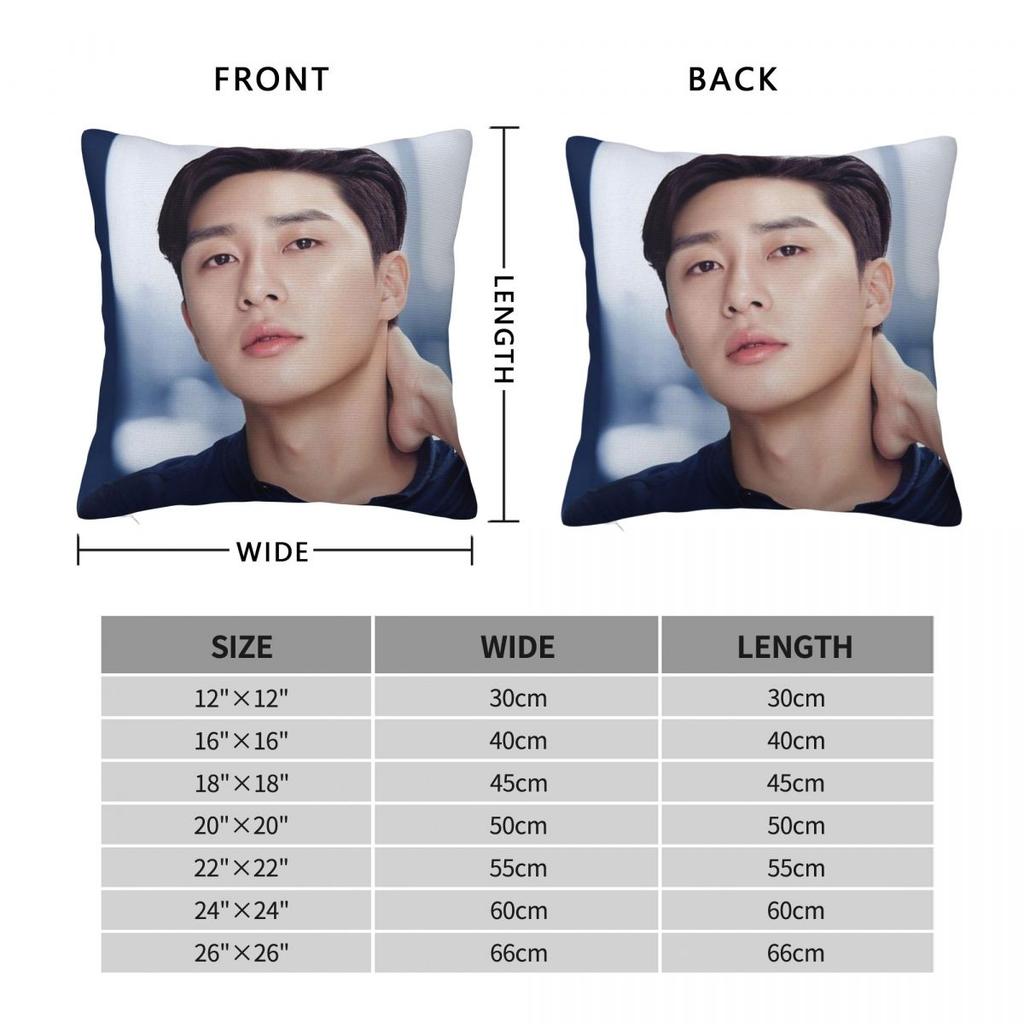 Park Seo-Joon Schauspieler Quadratischer Kissenbezug Polyester Leinen Samt Kreativ Reißverschluss Dekorativer Kissenbezug Heim Kissenbezug 18"