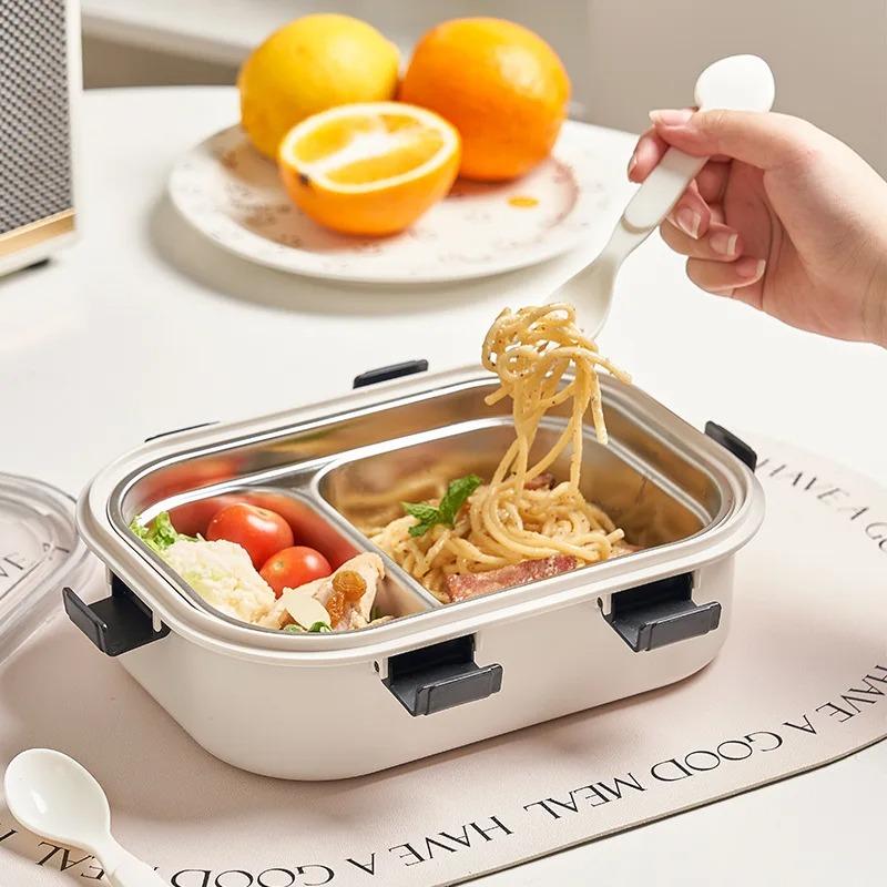 304 Stainless Steel Lunch Box Insulated Bento Box For School Kids Office Worker Microwae Heating Lunch Food Container