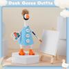 7inch Desk Goose Outfits with Blue Painter Shirt Afro Wig Paintbrush Easel Painter Clothes Artist Costume