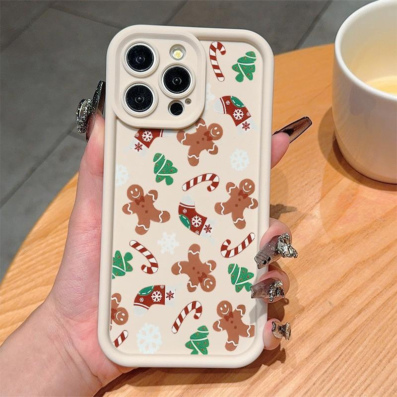 Cartoon Christmas Tree Snowman Phone Case For iPhone 17 Air 16 15 14 Plus 13 12 11 Pro Max 8 7 X Santa Claus Gift Shockproof Folds Texture Soft Cover